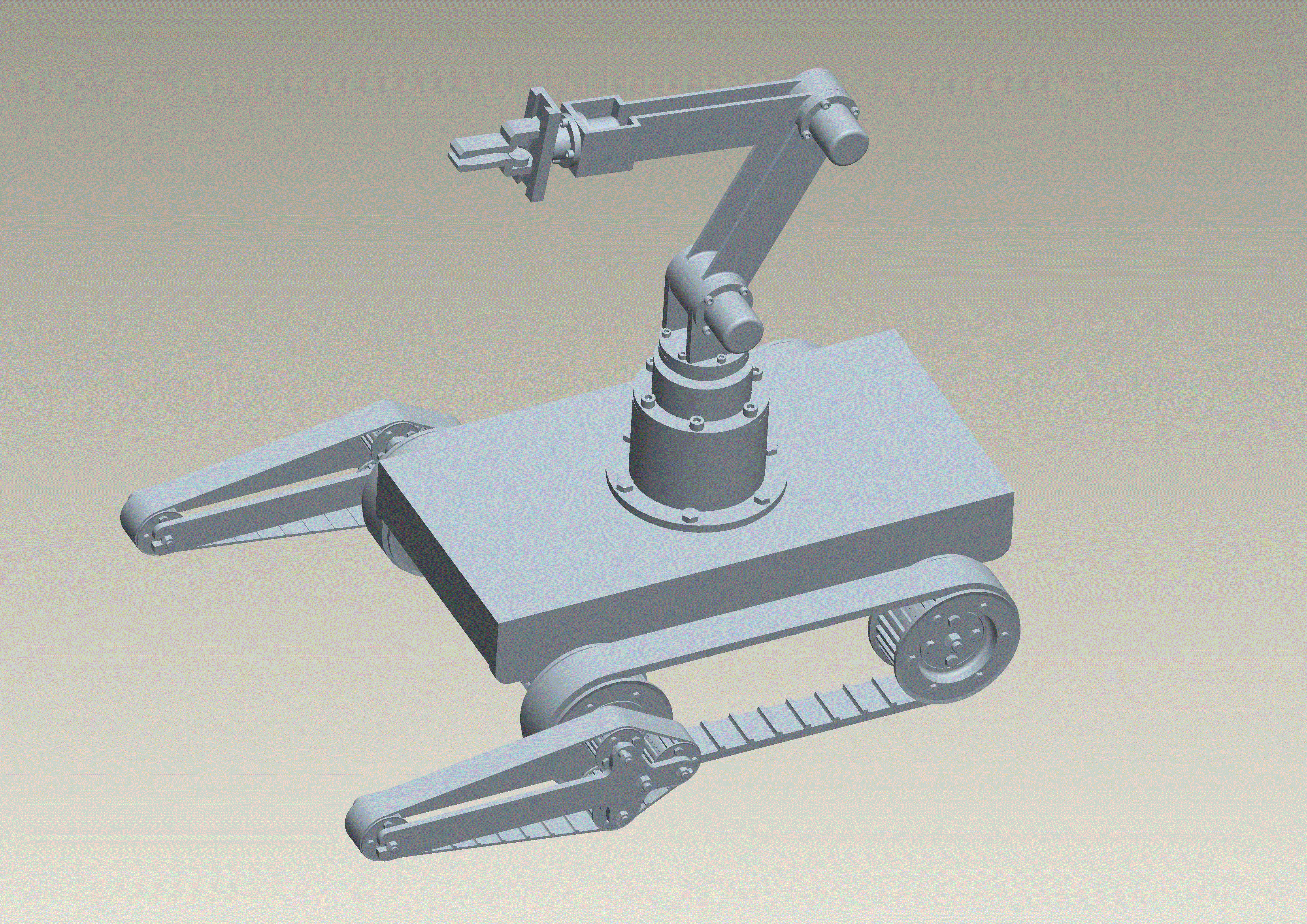 移动机械手的结构设计及分析-含动画仿真-履带式移动机器人【三维proe