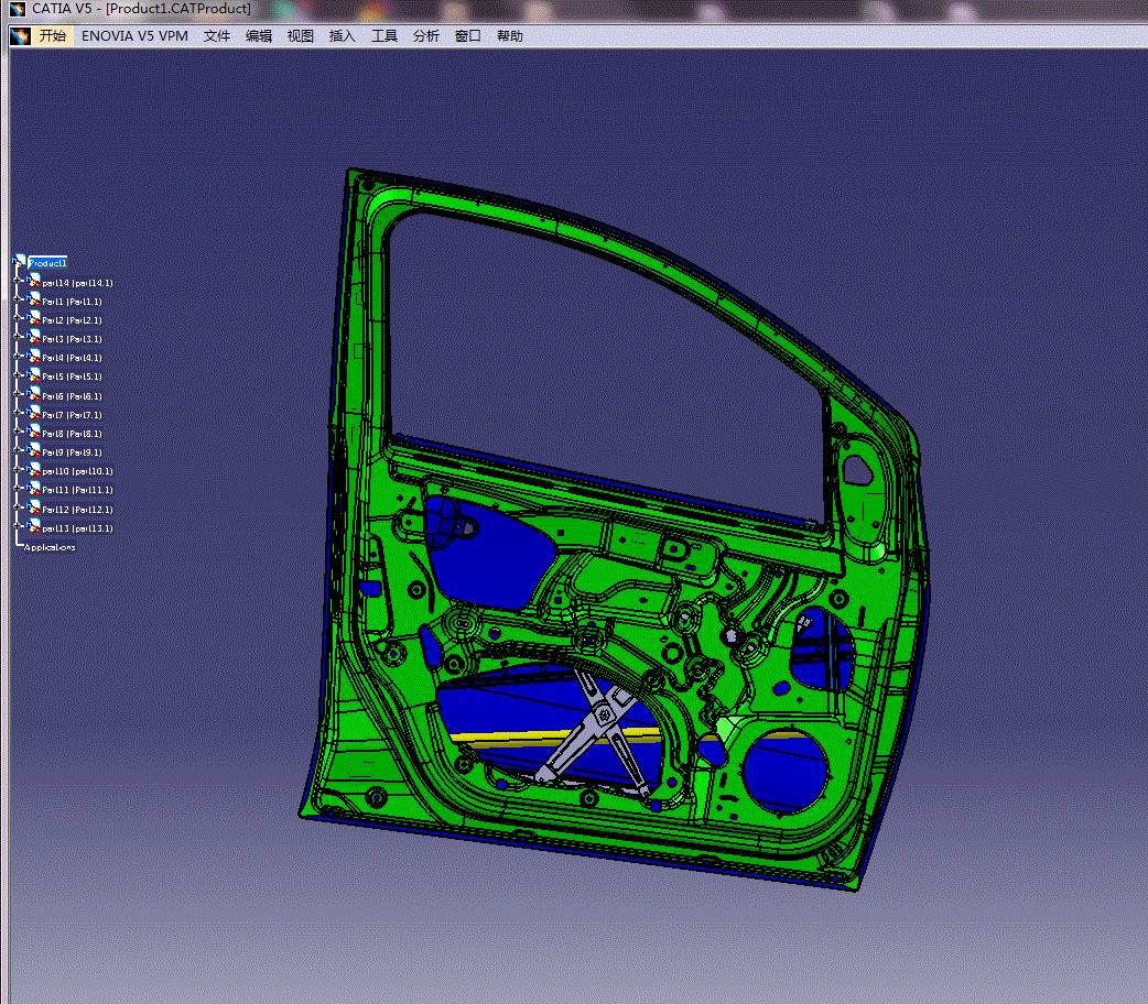 轿车左前门总成3d模型-三维catia建模-车门模型文件.zip