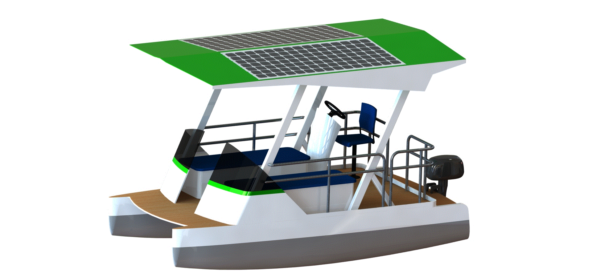 大阳能驱动的游览用双体船三维模型STEP和IGS格式.zip