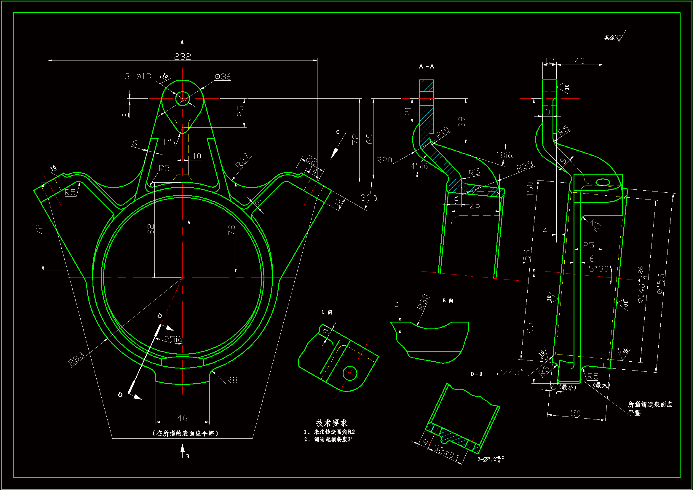 0中间轴轴承支架零件图.dwg--点击预览