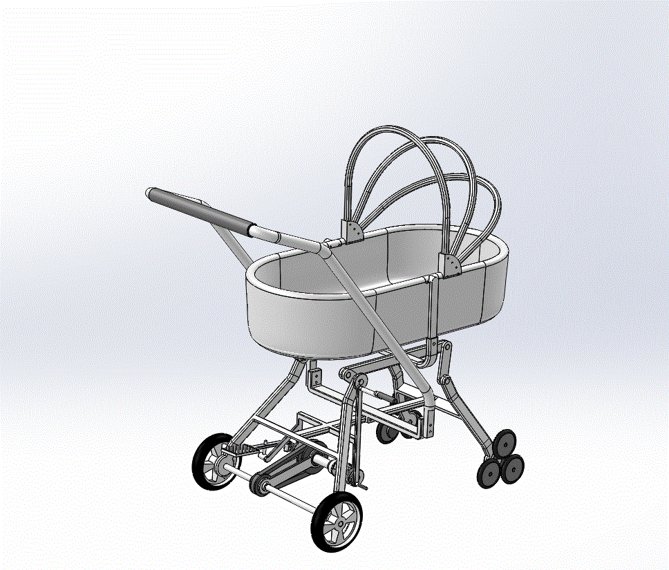 自动摇动的婴儿车设计三维图SW模型 二维图CAD装配图.zip