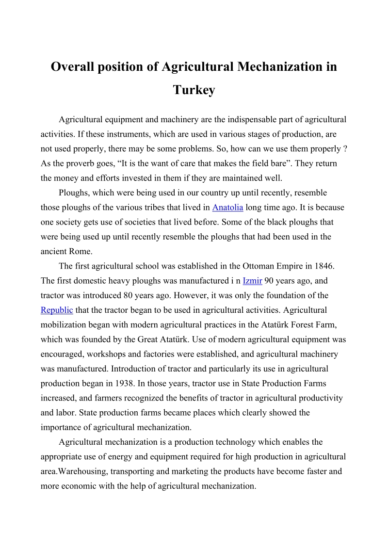 农业机械化在土耳其的整体地位[中文1153字]【中英文WORD】.zip