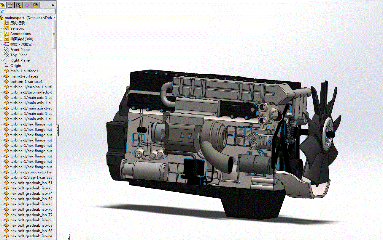 戴姆勒发动机DD13（SW设计模型）3D模型.zip