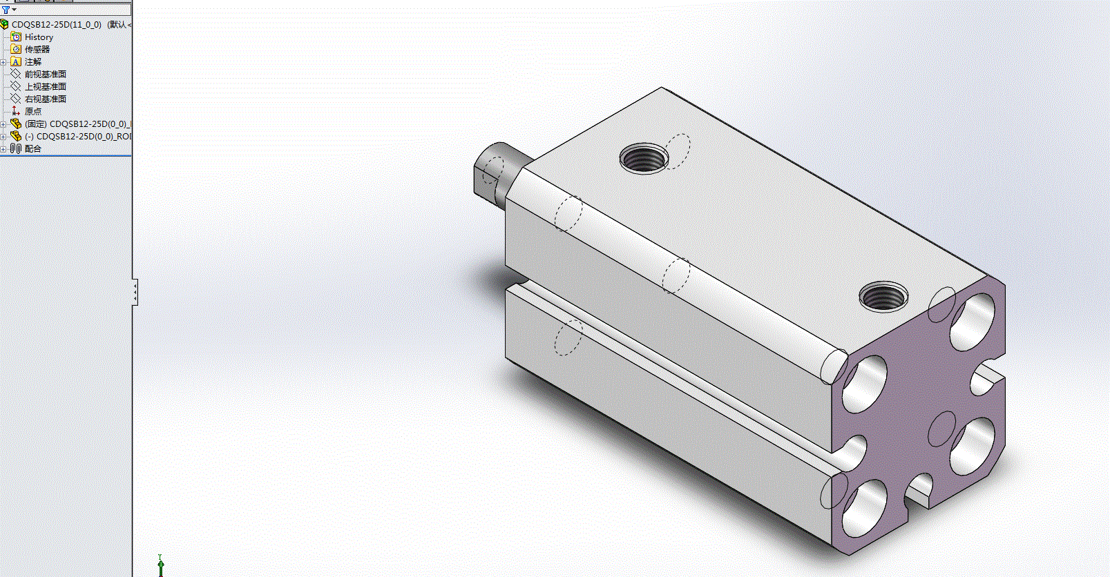 薄型气缸CDQSB12-25D三维模型（参数可编辑）.zip