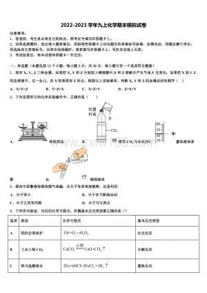 2022年内蒙古杭锦旗城镇初级中学九年级化学第一学期期末质量检测试题含解析.doc