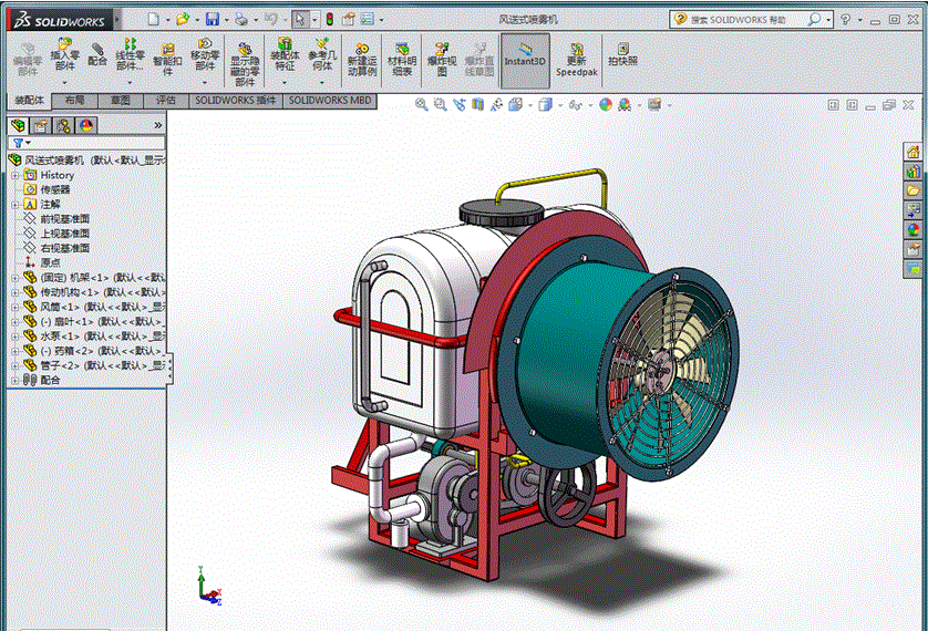 【NJ252】风送式喷雾机的设计【含SW三维图+7张CAD图和文档】.rar