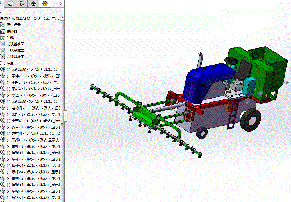 小麦施肥喷药机的设计【三维SW】【含6张CAD图纸、说明书全稿】.zip