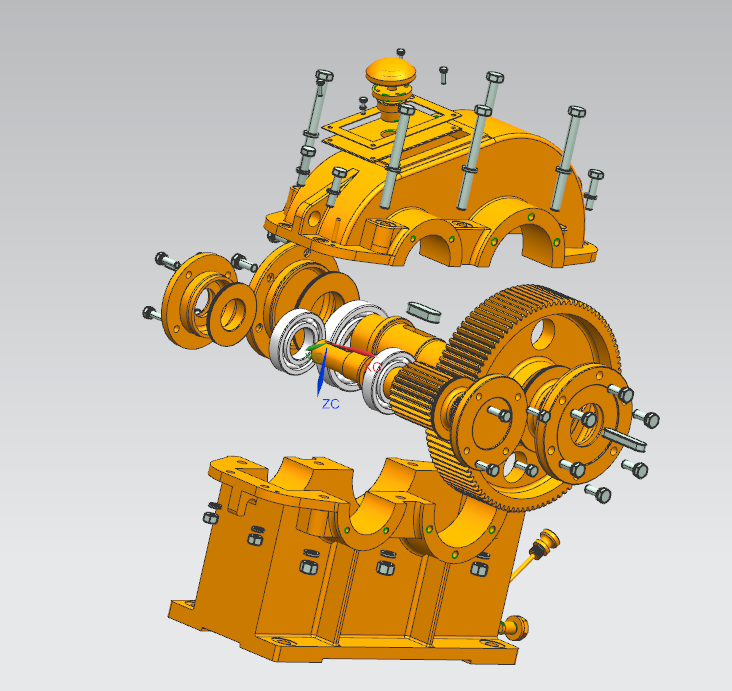 二级圆锥圆柱齿轮减速器设计f3350v079d510l520cad图纸和说明书zip